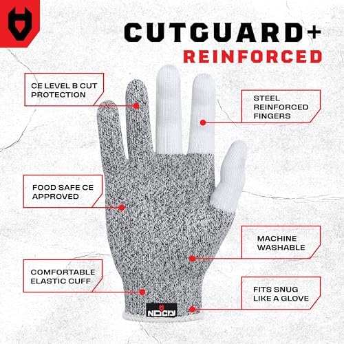 NoCry Cut Resistant Work Gloves for Women and Men, with Reinforced Fingers; Comfortable, 100% Food Grade Kitchen Cooking Hand Protection; Ambidextrous Safety Gear for Cutting; Level 5 Protection