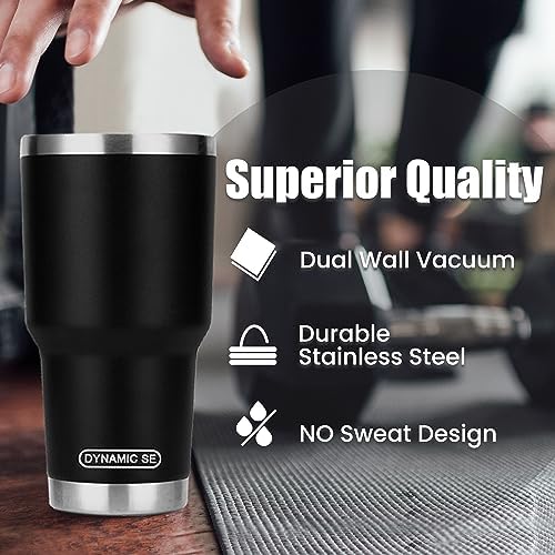 D·S 30 oz Black Tumbler with Straw and Lid Insulated Travel Coffee Mug