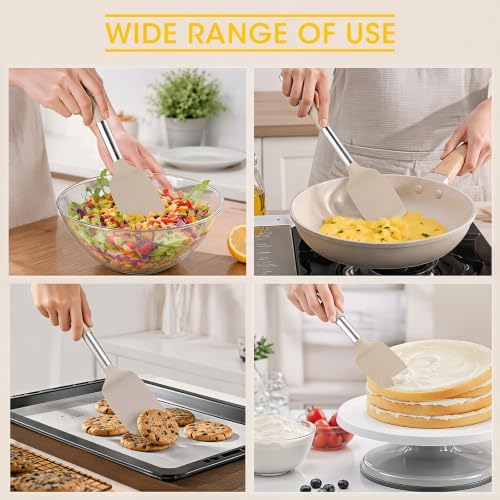 2-Piece Silicone Utensil Set:Heat-Resistant & BPA Free（Khaki）