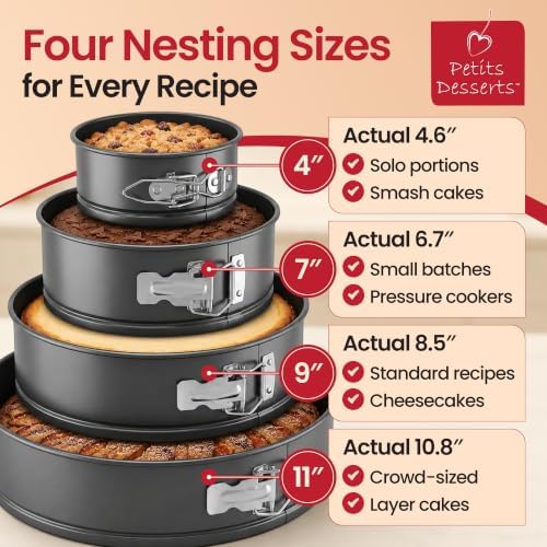 Cheesecake Pan and Springform Cake Pan Set - 4, 7, 9 and 11 in, NONSTICK