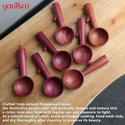 Purpleheart Coffee Scoop,Wooden Coffee Bean Measuring Spoon,5g Capacity,Natural Wood Coffee Scoop for Tea,Sugar & Powder,Rustic Kitchen Gift for Coffee Lovers