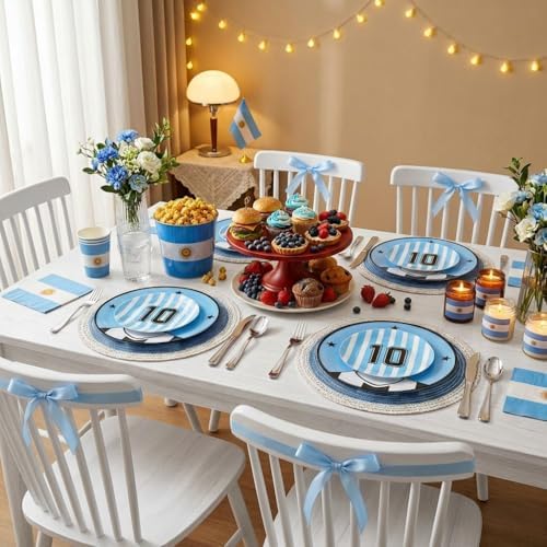 I00000 20Pcs Blue Plastic Soccer Plates, Disposable Plates for Soccer Party