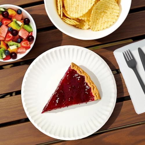 Amazon Basics 9" Uncoated White Paper Plates 3 Pack (300 count)