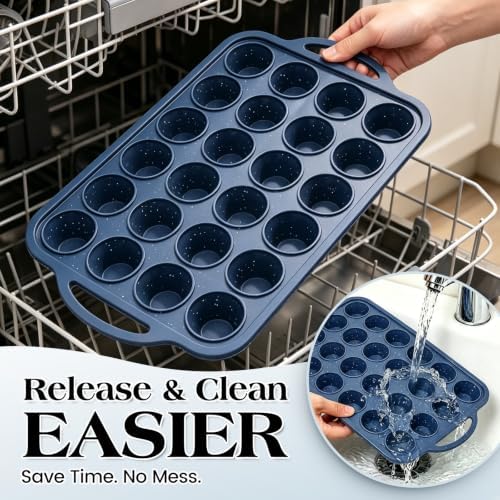 Vinino 24 Cup Silicone Muffin Pan with Metal Reinforced Frame