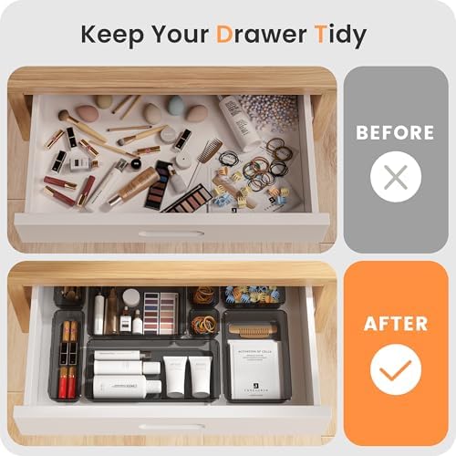 A-LuGei 【Military Grade】 Drawer Organizer for Vanity Bathroom Makeup Desk