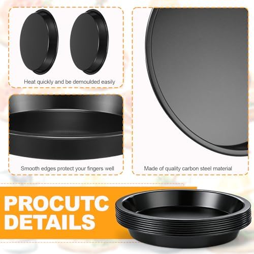 8 Pcs Pie Tins, 6 Inch Round Pans, Black