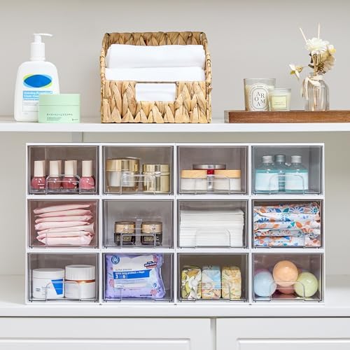 Vtopmart 4 Pack Small Stackable Storage Drawers, White