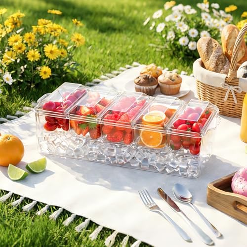 ARSTPEOE Condiment Tray, Chilled Condiment Server, Bar Accessories on Ice