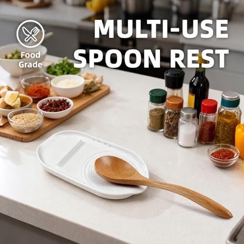 Luvan Garlic Grater Plate, 4 in 1 Ceramic Egg Cracker, Spoon Rest, Herb Stripper Bowl for Kitchen, Porcelain Garlic Ginger Grater with Brush & Silicone Pad for Grinding Wasabi, Ginger, Garlic, Cheese