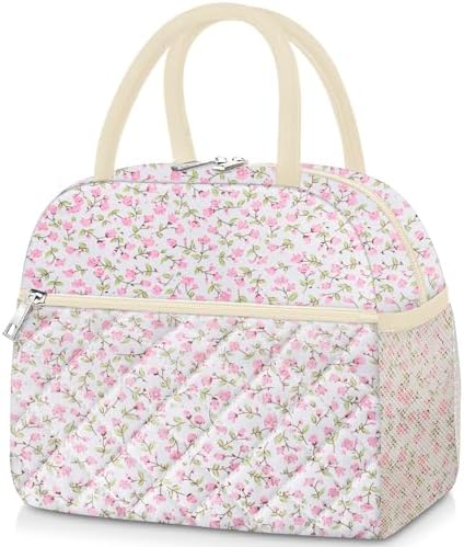 KUBYA Lunch Bag Lunch Box for Women Adult Men Insulated Quilted Reusable Large Lunch Tote Bag Leakproof Simple Cooler Bag for Work Office Picnic Beach or Travel