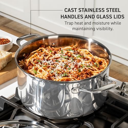 T-Fal Pro Tri-Ply Stainless Steel 6 qt Dutch Oven Pot with Lid, Induction