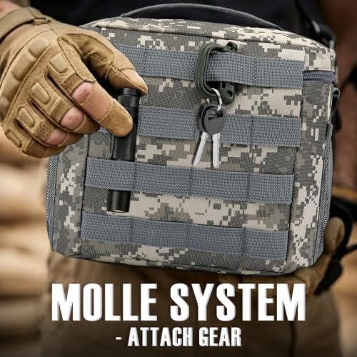FlowFly Tactical Lunch Bag Large Insulated Lunch Box Cooler Tote for Men, Women with MOLLE/PALS Webbing (Digital#Camo, Medium)