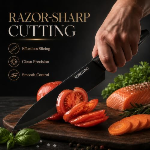 Knife Set with Built-in Sharpener Block, Dishwasher Safe