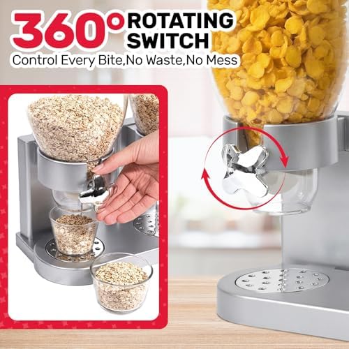 Triple Cereal Dispenser, 3 Pack 2L Large Cereal Containers Storage