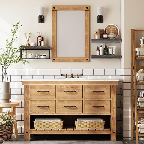 QEEIG Bathroom Shelves Over Toilet Wall Mounted (Grey, Set of 3, 15.7")