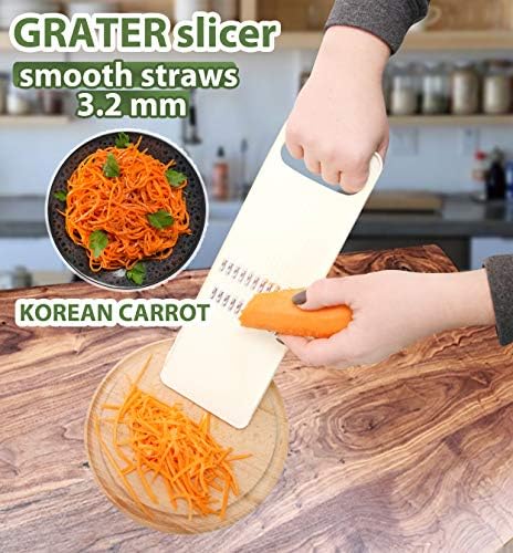 KOREAN CARROT GRATER SALAD White - GRATER SLICER - Chopper Vegetable - Knife Korean Carrot - Slicer Kitchen Food - Slicer Carrot - Mandoline Slicer for Kitchen - Slicer GRATER KOREAN