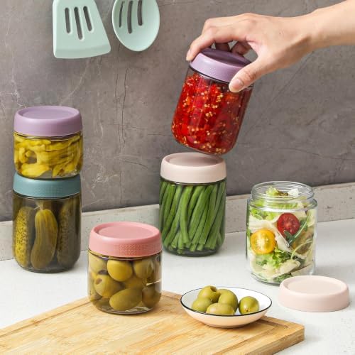 NETANY 12 Pack Overnight Oats Containers with Lids, 16oz & 10oz & 8oz Mason Glass Jars