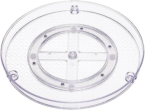 Amazon Basics 2 Tier Lazy Susan Turntable Organizer for Condiments, 12" Diameter, Clear