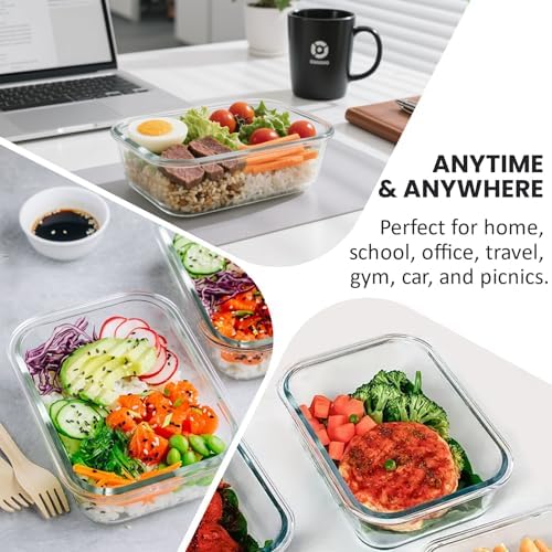 HOTEC 2-Pack 35OZ Glass Food Storage Container