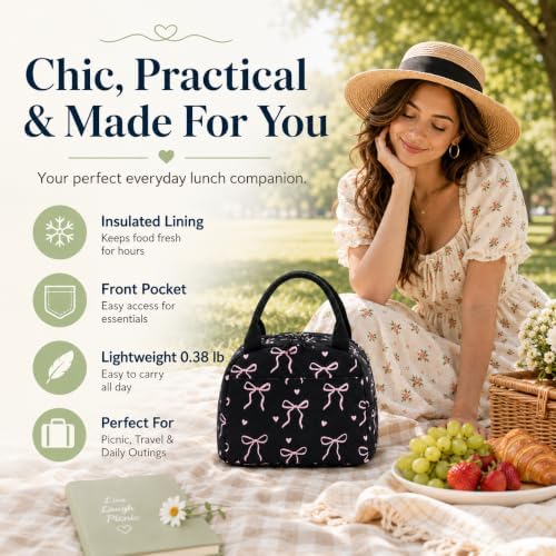 Bluboon Lunch Bag for Women Cute Corduroy Lunch Tote Bags with Shoulder Strap Reusable Insulated Lunch Box Large Capacity Reusable Insulated Cooler for Work Picnic or Travel