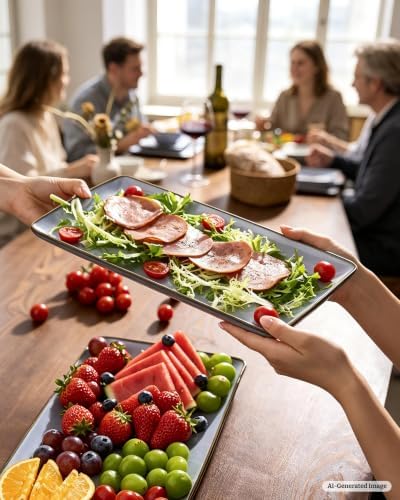 Famiware Serving Platters Set of 3 Sizes - Rectangular, Blue