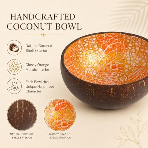 Natural Coconut Bowl Key Decorative - Candy Dish Container Entryway Table