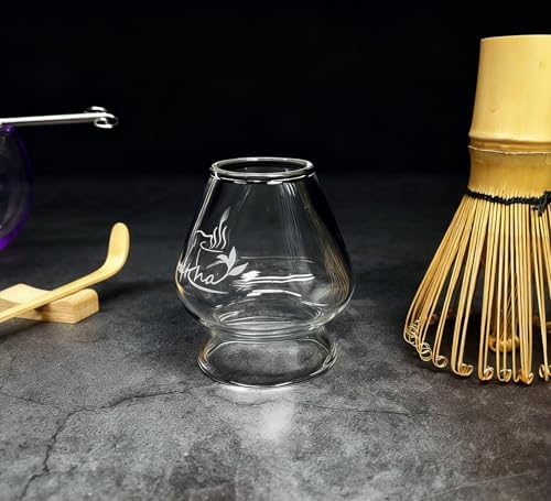 Glass Matcha Whisk Holder, Matcha Chasen Holder, Matcha Whisk Stand for Bamboo Matcha Chasen, Matcha Set Accessories for Tea Ceremony (Frosted pattern)