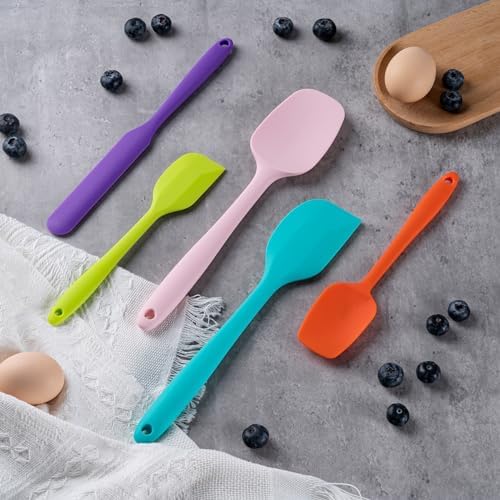 Silicone Spatula Set,5 Piece Food Grade Rubber Spatulas,Macaron Blue