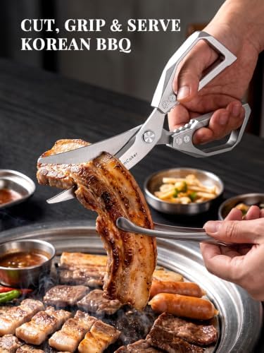 Korean BBQ Scissors Set with Tongs for Table-Side Meat Cutting & Sharing