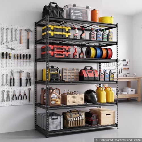 VEVOR Storage Shelves, 6-Tier 3600 lbs Garage Shelving 55 x 24 x 77 in