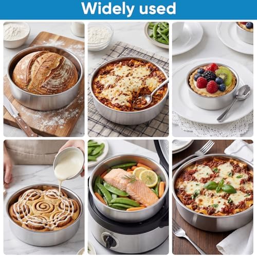 4 6 8 Inch 3-Piece Round Cake Pan Set with 150 Parchment Paper Liners, Stainless Steel Baking Pans with Handles, Includes Silicone Brush & Spatula, Layer Cake Baking Set for Cheesecake, Birthday Cake