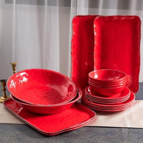 Farmhouse Rustic Melamine Serving Platters, set of 2, 17" x 10"