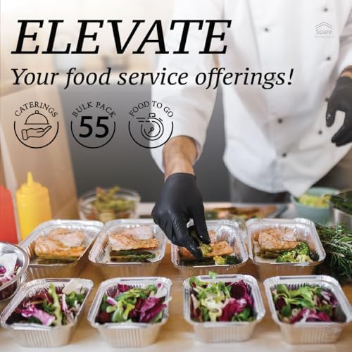 (55 Pack) 1 Lb Aluminum Pans with Lids, Disposable Baking Foil Containers, Takeout Food Storage, Freezer - Mini Foil Pans with Clear Lids for Restaurants & Catering - Size 5.5x4.5x1.9 Spare Essentials