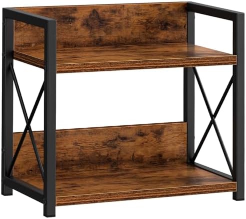 Giikin Countertop Shelf Organizer, 2 Tier Kitchen Spice Rack for Countertop, Wood Coffee Counter Shelf Organizer for Home (Brown, S)