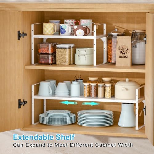15.5 to 25.5 Inch Kitchen Cabinet Shelf Organizers，Kitchen Shelf Organizer