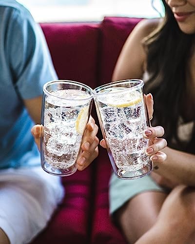 Tervis Clear & Colorful Tabletop Made in USA Double Walled Insulated Tumbler Travel Cup Keeps Drinks Cold & Hot, 16oz - 4pk, Pink Sand