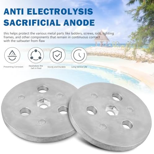 Pool Skimmer Zinc Anode Weight Plate, Anti-Electrolysis Sacrificial Anode, Keep Your Skimmer Basket in Place -for Salt System Swimming Pools Against Corrosion and Electrolysis, with Plastic Ties 2 Pcs