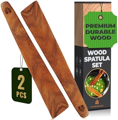 Wooden Spatula for Cooking, Flat Teak 12" Turner, Sturdy & Easy to Clean