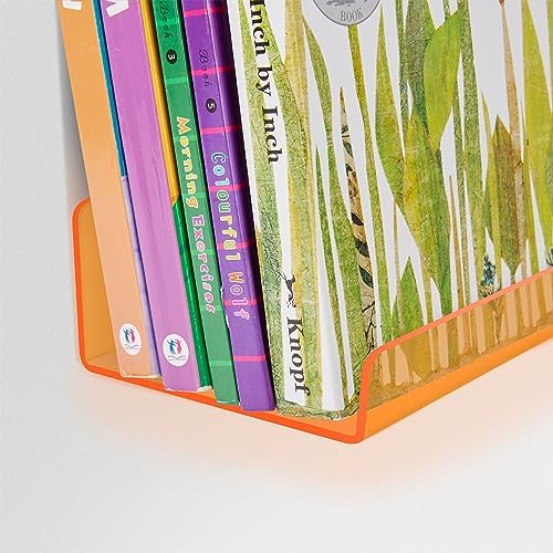 upsimples 4 Pcs 15" Acrylic Shelves for Wall Decor and Display, Orange