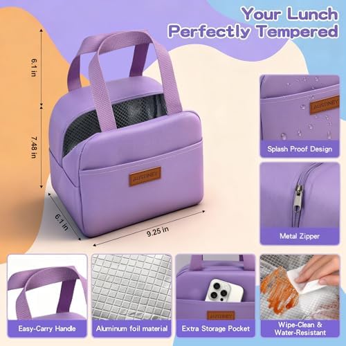 Bento Box Set for Women & Girl, 1100ml Stackable Containers Purple