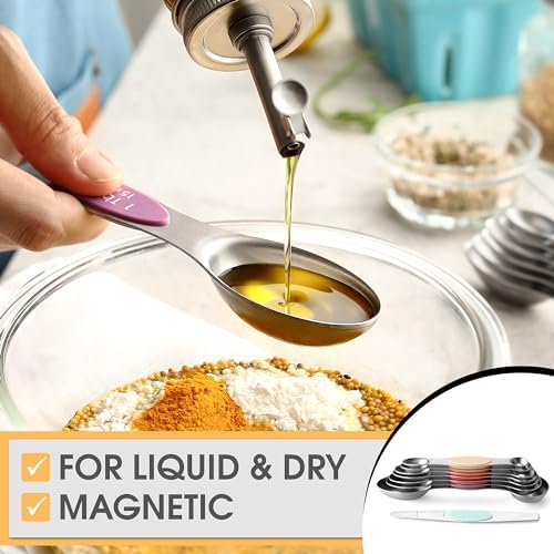 Spring Chef Stainless Steel 8 Magnetic Measuring Spoons Set, Desert Sunset