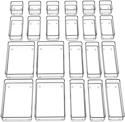 SMARTAKE 22 PCS Drawer Organizer, 4-Size Desk Bathroom Drawer Organizer