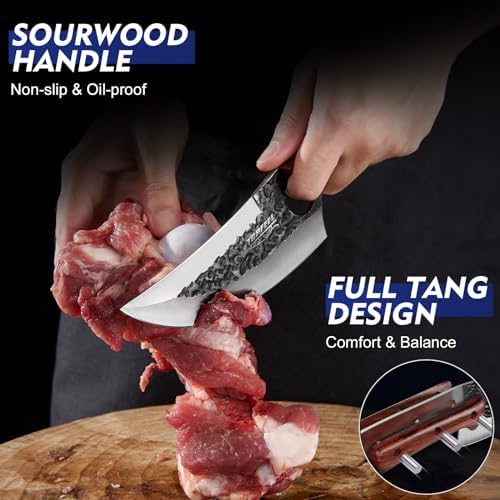 Topfeel 3PCS Hand Forged Kitchen Knife Set - Viking Chef Knives Men Gifts