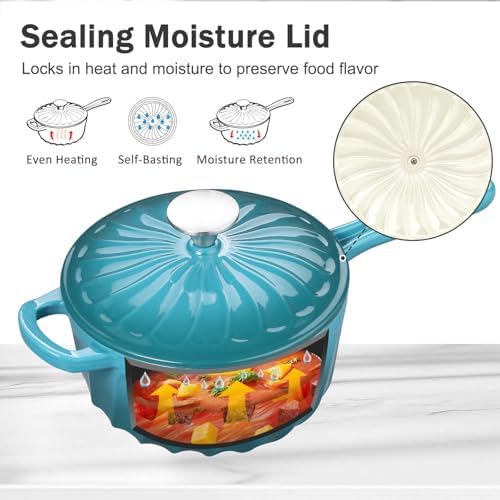 Enameled Cast Iron Sauce Pan with Lid, 1 Quart Saucepan with Lid