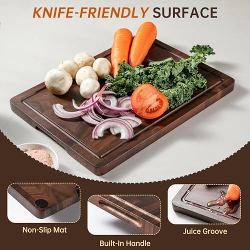 THETCHRY Walnut Wood Cutting Board Set, End Grain Cutting Board for Kitchen