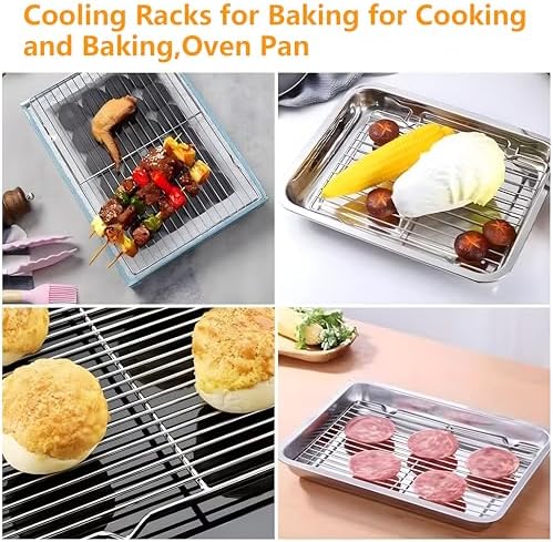 2 Pack Stainless Steel for Baking Sheet, Cooling Rack 11.8” 8.07” Baking Rack,Cooling Rack with Legs，Cooling Racks for Baking for Cooking and Baking,Oven Pan, Oven & Dishwasher Safe