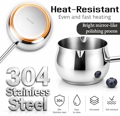 SOUJOY 2Pcs Stainless Steel Oil Ladle with Dual Pour Spout, 9oz Sauce Scoop