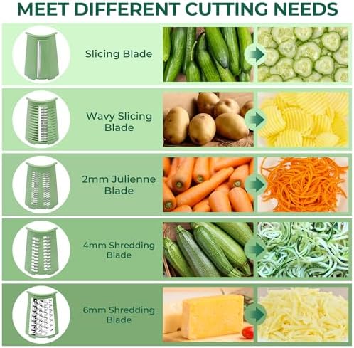SUSTEAS Rotary Cheese Grater Hand Crank, Kitchen Shredder Vegetable Slicer