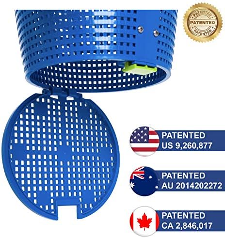 DebrisZ B9 Skimmer Basket for Inground Pool - Patented Handle & Quick Release Empty. New Heavy Duty Design with Greater Strength, Fits Popular U3 Style Pool Skimmers
