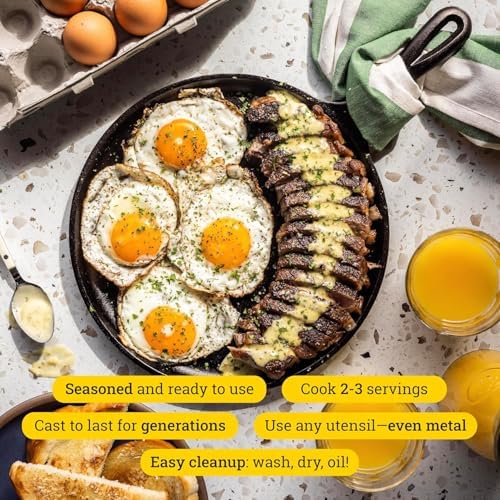 Lodge Round Seasoned Cast Iron Griddle, PFAS-Free, 10.5 Inches